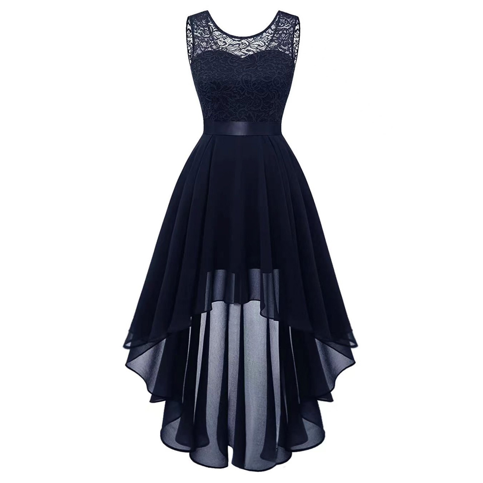 thumbnail image 4 of Vestido de cóctel sin mangas con estampado floral para mujer: elegante vestido de noche de dama de honor con abertura lateral para bodas y fiestas, 4 of 6